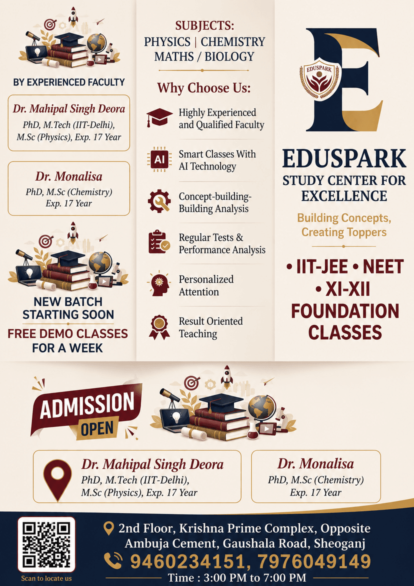 EDUSPARK Study Center - Premium IIT-JEE and NEET Coaching Center in Sheoganj